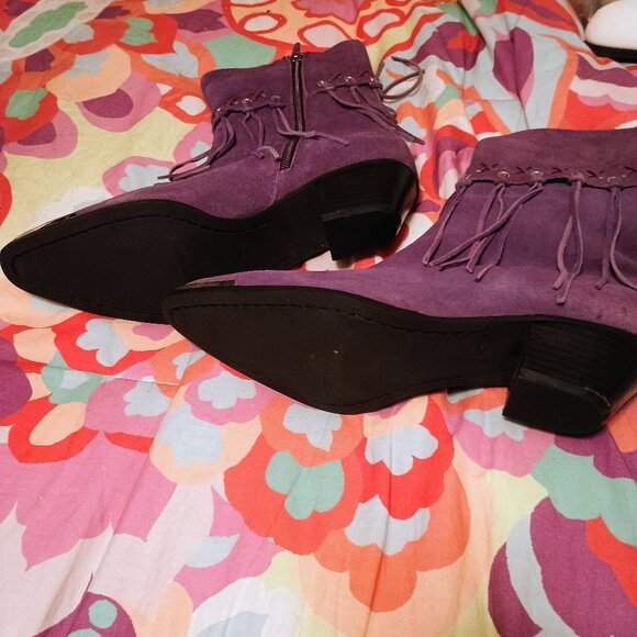 Women Oak Tree Farms Purple Boots, 9, Zip Up, Low Chunky Heel, New - Picture 3 of 6